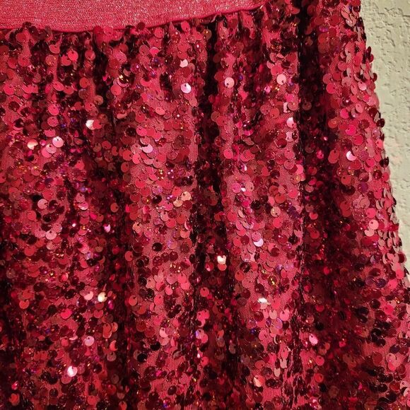 Cat & Jack Girls Holiday Sparkle Sequin Skirt Red Size 14/16 - Picture 3 of 4